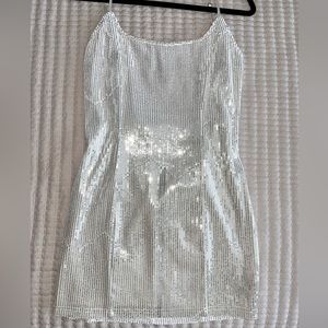 White sequin mini dress